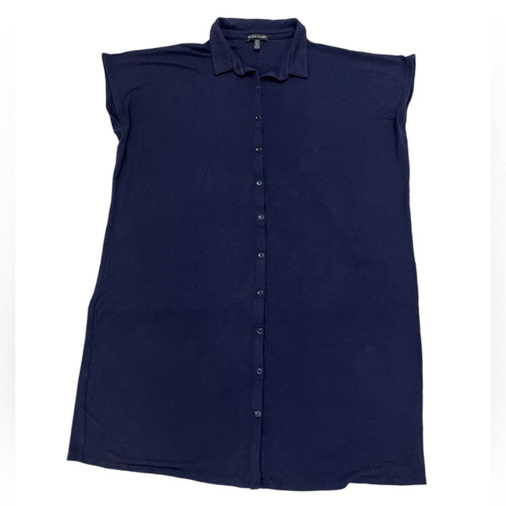 Eileen Fisher Collared Sleeveless Button Down Comfy Soft Dress Size M Casual